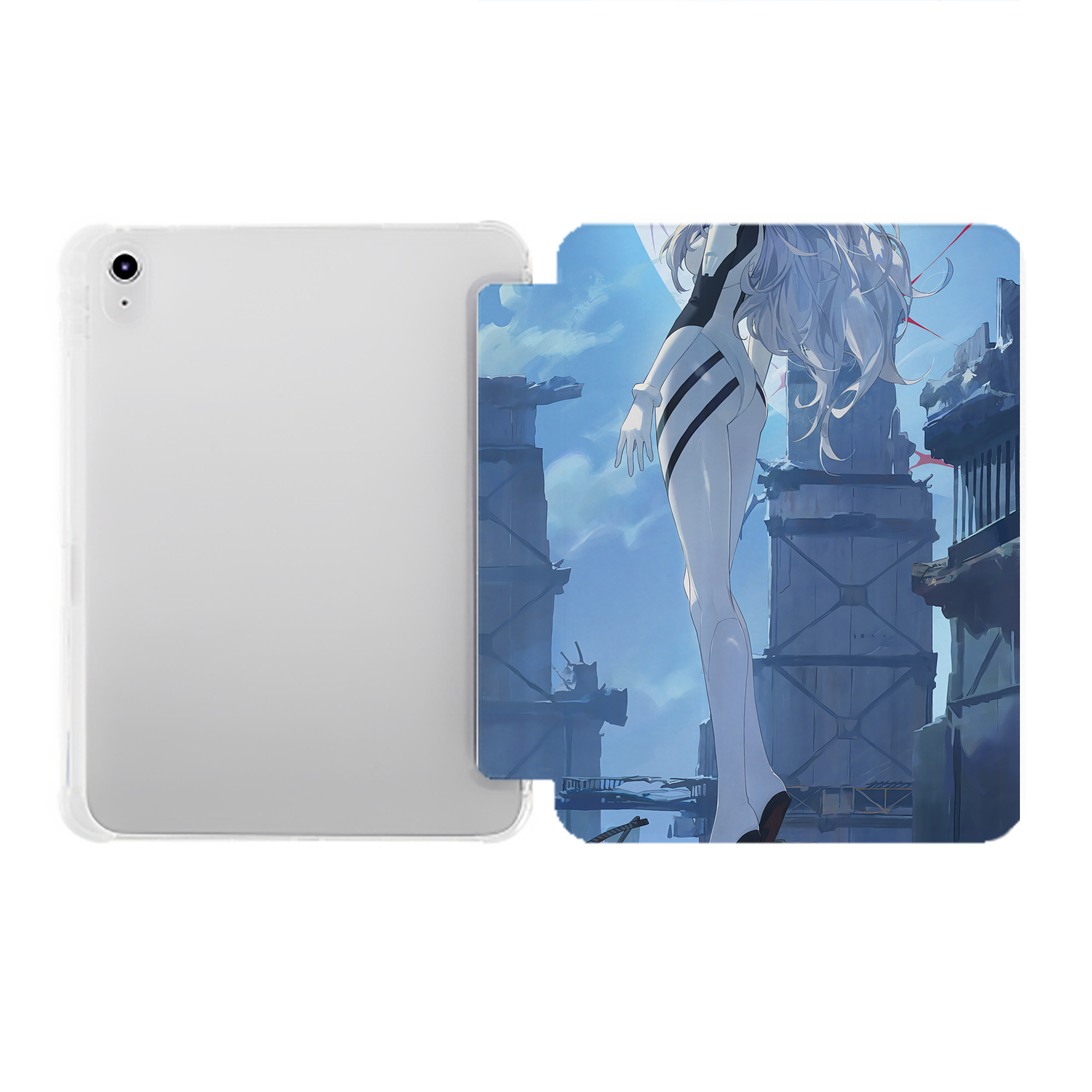 （画像用） EVA 新世紀エヴァンゲリオン IPad ケース ペン収納付き 三つ折りスタンド PUレザー×シリコン 対応機種9.5/10.5/10.9インチ